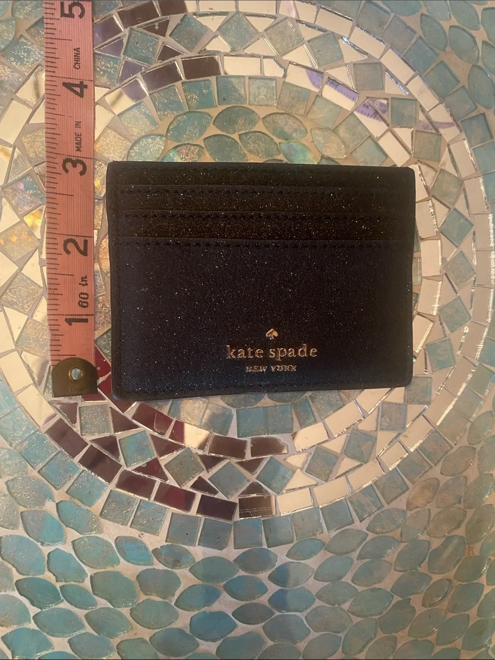 kate spade black glitter cardholder 3
